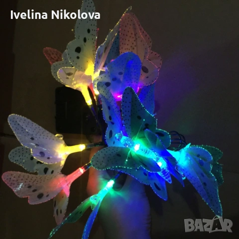 Верига от LED лампички за градината  с пеперуди, 12 лампи, снимка 3 - Градински мебели, декорация  - 54489898
