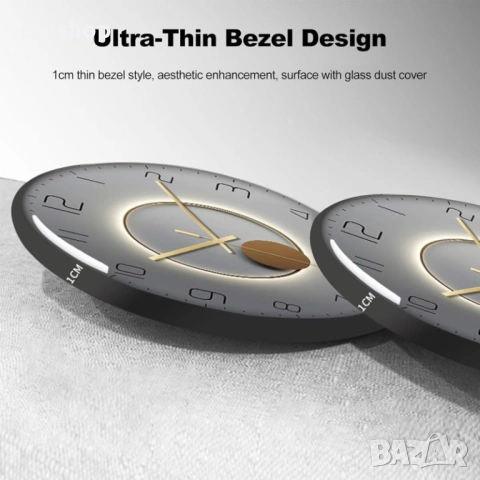 Стилен интериорен часовник (30 см) – Черен мат с изпъкнал стъклен корпус 4442, снимка 2 - Стенни часовници - 53978331