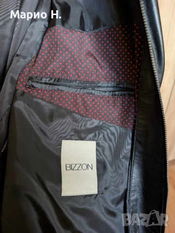 Луксозно мъжко кожено яке Bizzon, 100% агнешка кожа, като ново, черно, снимка 3 - Якета - 54622980