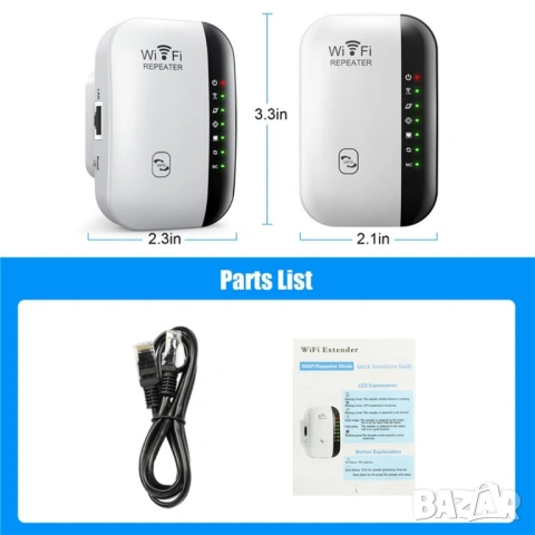 Универсален WiFi Усилвател на Сигнал (Repeater), 300Mbps, Безжичен Удължител на Обхват с LAN Порт, снимка 10 - Друга електроника - 54363410