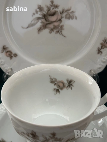 Rosenthal Maria - 6 броя троен сет с декор  „Sepia rose”, снимка 6 - Сервизи - 54859197