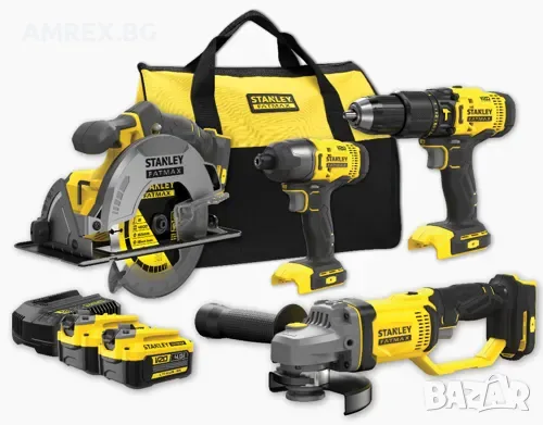 Комплект Stanley FATMAX V20 18V – 4 машини, 2x4Ah