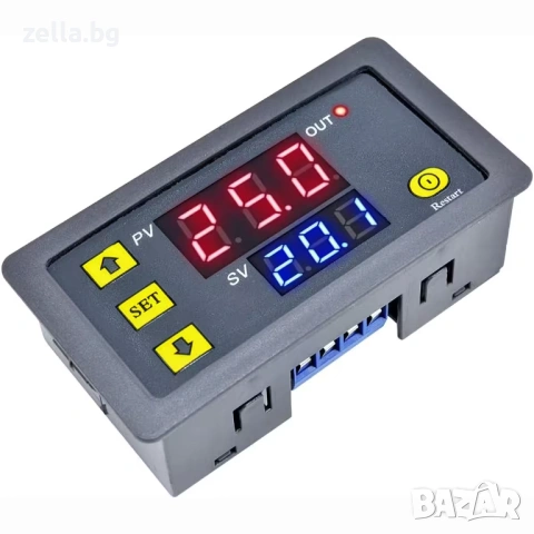 Програмируемо реле за време 220V | Дигитален таймер T1/T2 с двоен LED дисплей | 6 режима 10008