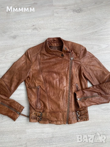 Кожено яке  естествена кожа Mango XS, снимка 2 - Якета - 53207962