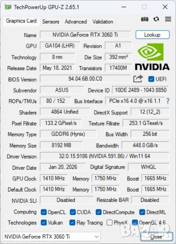 Видео карта ASUS Dual Mini RTX 3060 Ti 8GB, снимка 5 - Видеокарти - 55367256