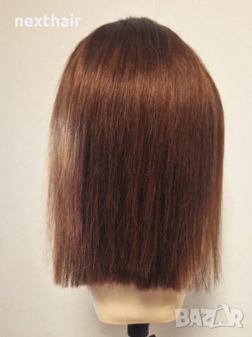 Естествена бразилска перука 40 см - Кестенява | Lace Front 13x4 | 100% човешка коса, снимка 9 - Аксесоари за коса - 55463698