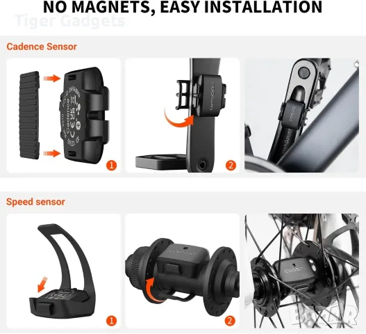 Комплект COOSPO BK9 Bluetooth/ANT+ сензори за скорост и каданс за велосипед, снимка 2 - Аксесоари за велосипеди - 55423937
