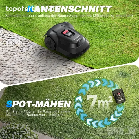 Косачка робот Handwise,Bluetooth Connection, Control via App, 500 m²,Гаранция, снимка 5 - Градинска техника - 55458912