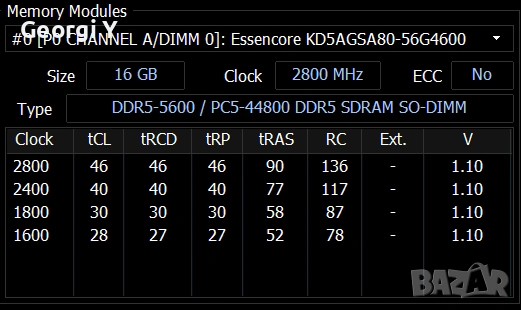 16GB (1x16GB) DDR5 5600 SODIMM (лаптоп) памет с ниска латентност, снимка 6 - RAM памет - 52986255