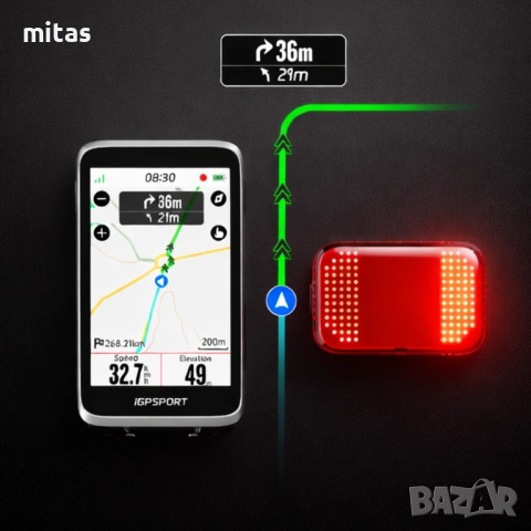 Задна SMART EMOJI LED стоп светлина за велосипед IGPSPORT ET6, USB-C, IPX7, Bluetooth, снимка 10 - Аксесоари за велосипеди - 54165696