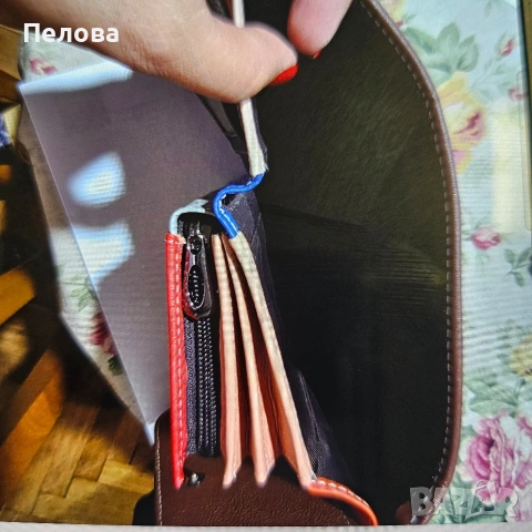 голямо шарено портмоне ествена кожа, снимка 5 - Портфейли, портмонета - 54515892