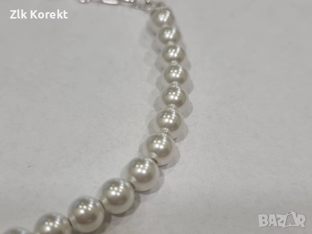 Дамска сребърна гривна с перли, снимка 4 - Гривни - 55223374