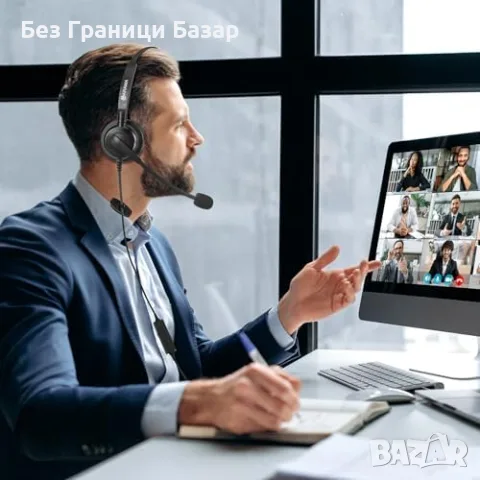 Нови Жични USB слушалки Arama с микрофон за офис, кол център и онлайн уроци, снимка 7 - Слушалки и портативни колонки - 55480395