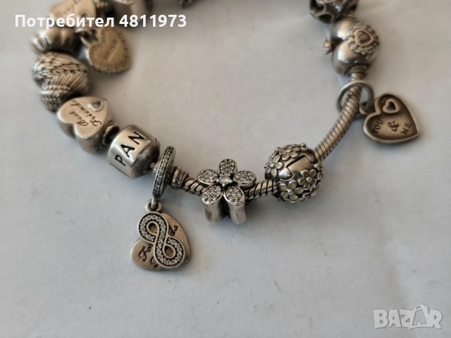 Оригинална сребърна гривна Pandora, снимка 5 - Гривни - 55044232