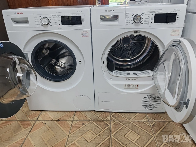Комплект пералня и сушилня с термопомпа Бош Bosch Serie 8 A+++ 9кг Made in Germany с 2 г. гаранция! , снимка 3 - Перални - 55005506