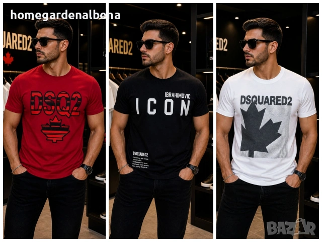 Dsquared2 мъжки тениски червена черна бяла DSQ2 ICON Ibrahimovic premium