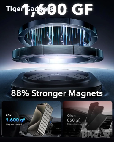 ESR HaloLock MagSafe Vent Car Mount Qi2 15W – магнитна стойка за автомобил с безжично зареждане, снимка 4 - Аксесоари и консумативи - 54923834