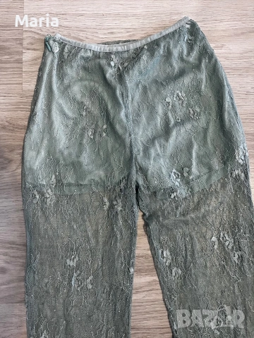 Дамски дантелен панталон H&M – размер XS (EU 34) | Маслиненозелен, снимка 2 - Панталони - 55095213