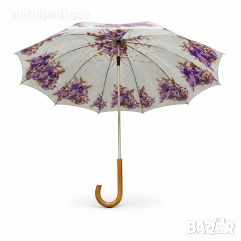 Винтидж чадъри - червеният е с бамбукова дръжка другите са класически дизайн, снимка 6 - Антикварни и старинни предмети - 54111584