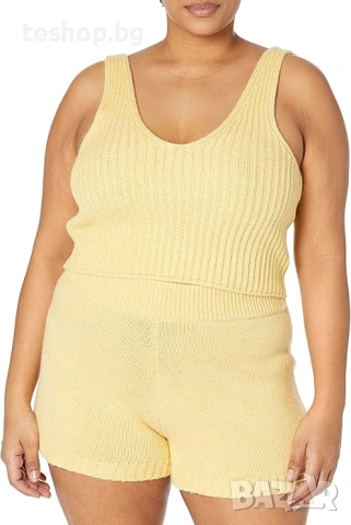 Дамски къс потник с V-образно деколте и къса материя Sylvie от памучна смес The Drop