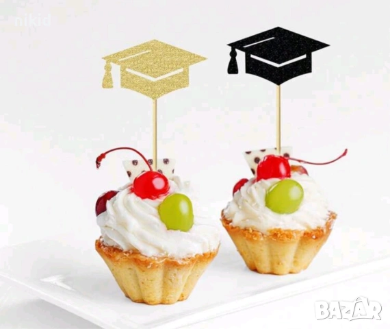 абитуриентска шапка тога завършване бал топер топери за мъфини украса декор