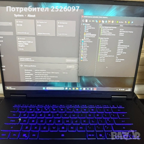 НОВGigabyte A16/WUXGA 165Hz/Ryzen 7 260/RTX 5050 8GB/16GB 5600Mhz/1TB/RGB, снимка 7 - Лаптопи за игри - 54571733