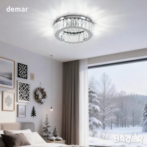 Плафон/полилей LED с кристален ефект, 24W, за таван (30 см), 6500к, снимка 5 - Лампи за таван - 55516852
