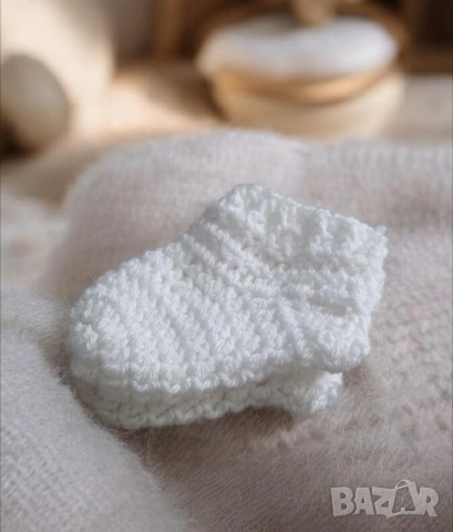 🍼👣Плетени пролетни бебешки чорапки,терлъчки ръчна изработка, снимка 3 - Бебешки чорапи - 53662840
