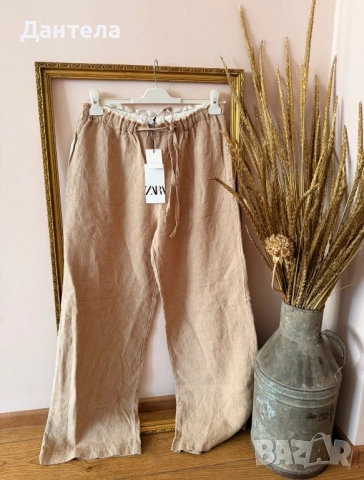 ZARA Нов дамски ленен панталон, снимка 11 - Панталони - 54217052