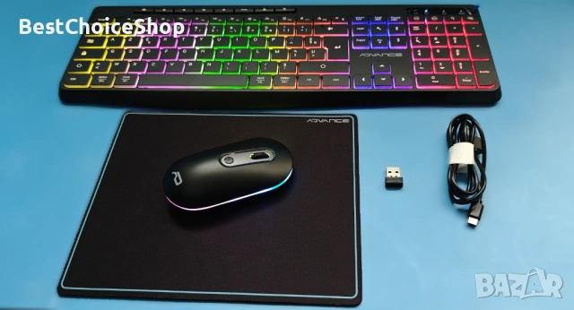 Advance R-Type Plus – безжичен клавиатура + мишка с RGB (презареждаема)
