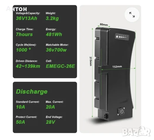 Батерия за Електрически Велосипед PowerSmart 36 V 11.6 Ah , снимка 5 - Велосипеди - 55526078