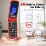 Нов Червен флип 4G телефон за възрастни с големи бутони фенер SOS док станция, снимка 5