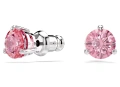 Обеци Swarovski с розов кръгъл кристал, с винт , снимка 5
