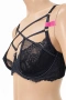 Hunkemöller черен дантелен сутиен с декоративни ленти – 80E, снимка 1