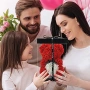 Голяма подаръчна мечка от рози в кутия червена, снимка 5
