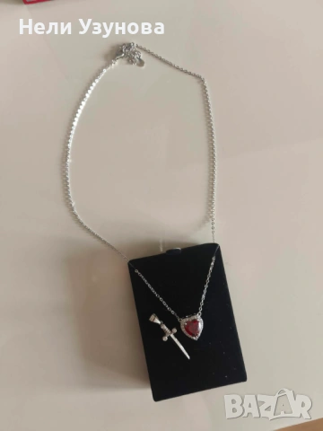 Сребърно бижу сърце и меч, комплект за двойки, страхотен подарък, оригинал от Birse, снимка 6 - Колиета, медальони, синджири - 54219660