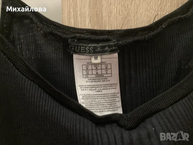 Черен топ на Guess, размер М, снимка 5 - Потници - 55496369