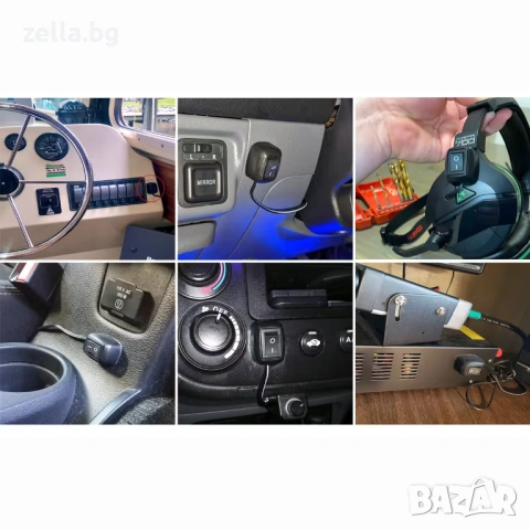 ON/OFF бутон за автомобил и мотор 12V/24V DC 10A с лепящ монтаж и 60 см кабел 10461, снимка 5 - Друга електроника - 54703451