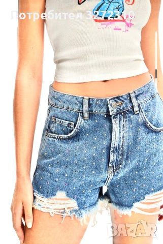 Дамски къси панталонки с камъчета Desigual, снимка 3 - Къси панталони и бермуди - 54356123