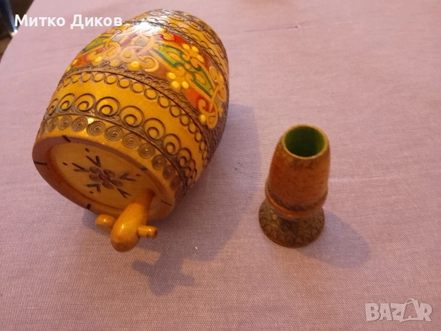 Дървено буре от соца ново пирографирано 18х13см с чаша дървена подарък, снимка 6 - Декорация за дома - 54961944