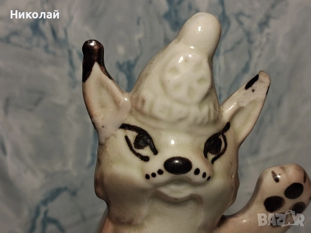 Стара Съветска Руска Порцеланова Фигура Рис Перм, снимка 3 - Антикварни и старинни предмети - 54527662