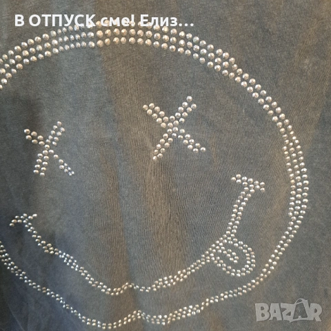 Тениска Nirvana smiley усмивка кристалчета, лицензна ..винтидж сиво acid wash, снимка 3 - Тениски - 54787658