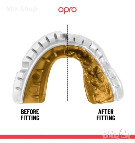 Нов Протектор за зъби Opro Gold, бял/златист, снимка 3 - Спортна екипировка - 55282405