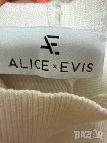 Нов бял панталон висока талия рипс Alice Evis , снимка 5 - Панталони - 50070867