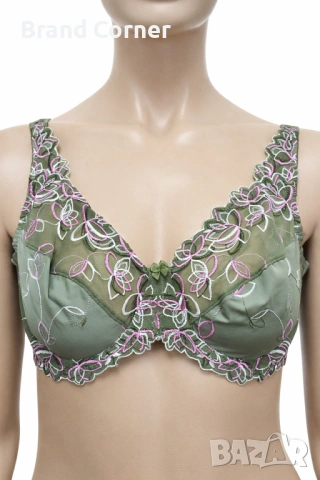 Hunkemöller дамски сутиен 80E в зелено с флорална бродерия