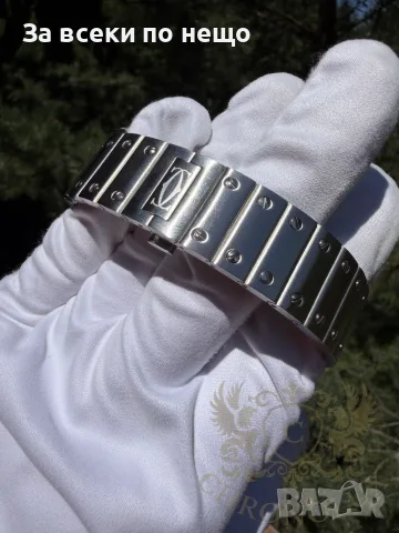 Cartier Santos Мъжки Часовник Бял Циферблат Код Chronolux46, снимка 4 - Мъжки - 55646454