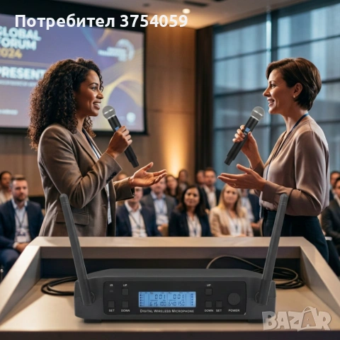 Комплект 2 броя безжични микрофони и UHF приемник с дисплей GLXD4, снимка 3 - Микрофони - 55175045