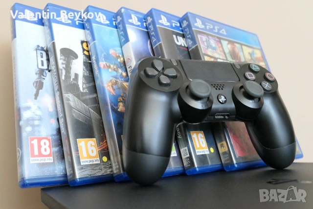 PlayStation 4 Slim 500GB в топ състояние + 6 хитови игри и пълен комплект!