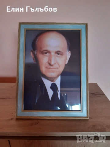 Портрет на Тодор Живков, 25/35 см. в дървена рамка, снимка 5 - Антикварни и старинни предмети - 54157865