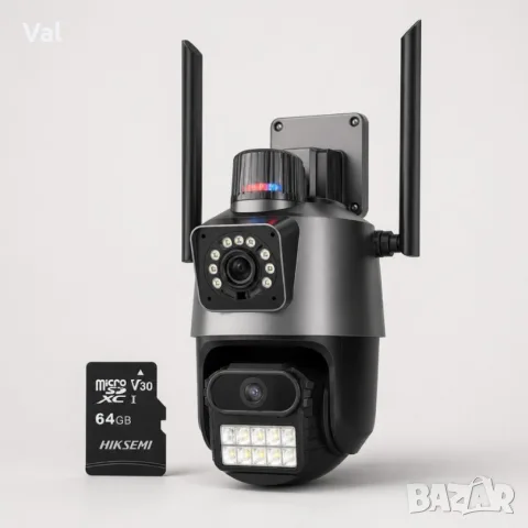 Двойна Smart WiFi безжична IP 6MPX камера 15108 + Подарък Карта памет HIKSEMI NEO 64GB 24369, снимка 7 - IP камери - 55528813